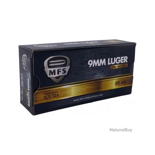 Cartouches MFS Calibre 9mm 124grs FMJ - Boite de 50 units