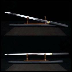 Wakizashi Ninjato en acier T10, Sabre shirasaya noir avec Bo-Hi (rainure de sang)