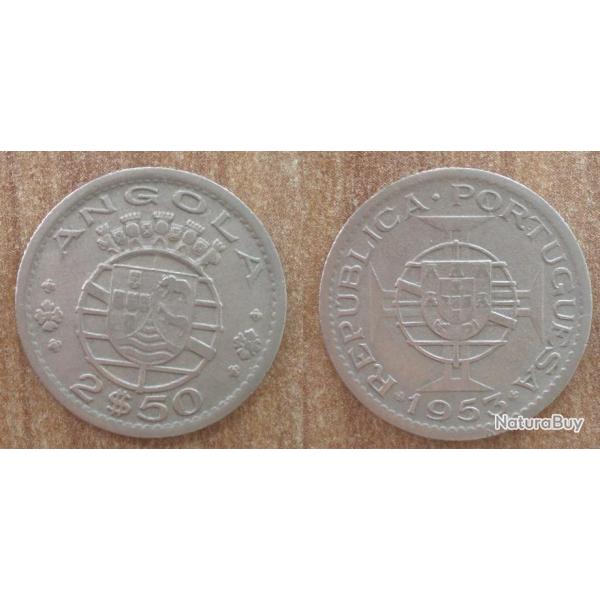 Angola 2.50 Escudos 1953 Piece Rare Colonie Portugal