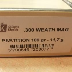 Munitions SOLOGNE Klassic Cal.300 Weatherby Mag. Partition 11.7g 180 gr