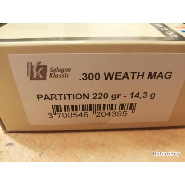 Munitions SOLOGNE Klassic Cal.300 Weatherby Mag. Partition 220 Grains