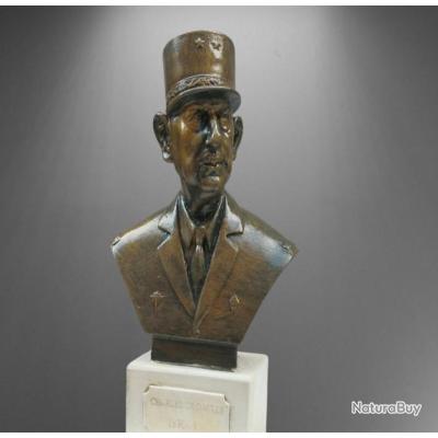 Buste Militaire WW2 Kieffer Finition Bronze – Hauteur 16 Cm – Histoire De Bustes