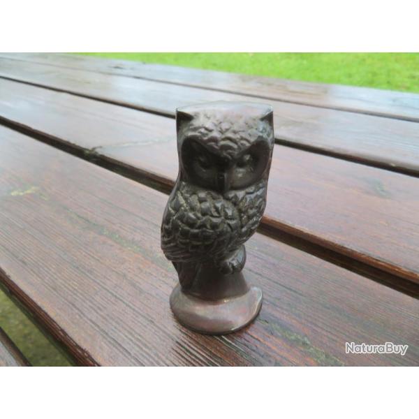 VINTAGE - Ancienne statuette en bronze  patine brune nuanc reprsentant "Un hibou" (XX)