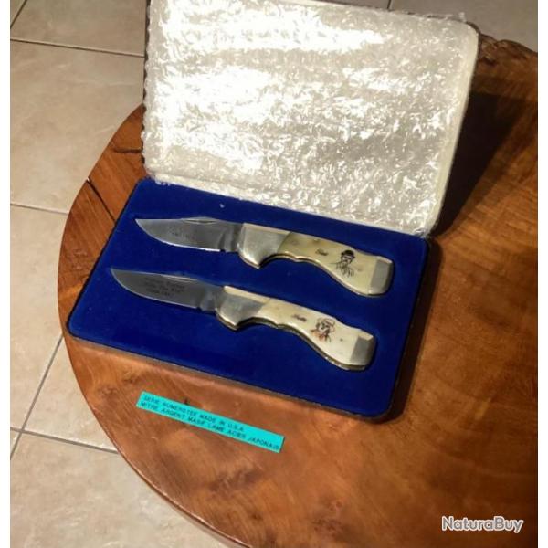 Coffret Collector couteaux U.S.A. numrots avec deux couteau pliants Mitre en argent