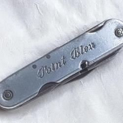 Couteau de poche/canif ancien publicitaire POINT BLEU 7 outils, électricien, mécanicien, carbone