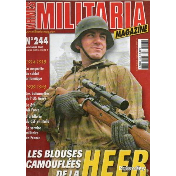 Militaria magazine 244 service militaire en france , baionnettes us army , artillerie cef en italie