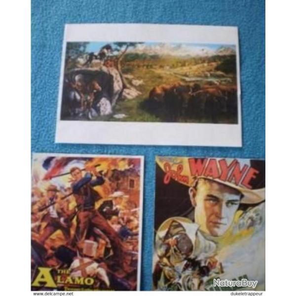 Lot de trois petits posters Indiens + John WAYNE ! Old Time, Western , FarWest, Cowboy,Collection .