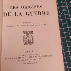 LES ORIGINES DE LA GUERRE , RAYMOND POINCARRE, EDITIONS PLON