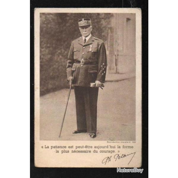 marchal ptain en pied , carte postale du secours national,