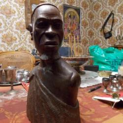 ULTRA RARE !!!!  Souvenir Buste Africain  ramené du Congo   Artiste Sculpteur Ecole de MUTA MAYOLA