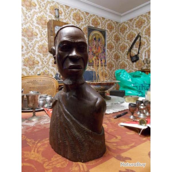 ULTRA RARE !!!!  Souvenir Buste Africain  ramen du Congo   Artiste Sculpteur Ecole de MUTA MAYOLA