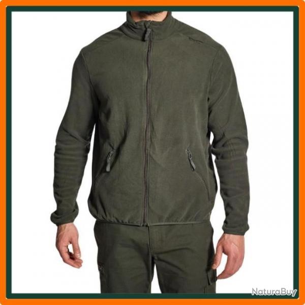 Veste polaire de chasse - Zippe - Vert arme - Confortable et chaux