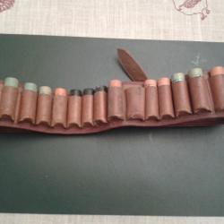 Cartouchière en cuir 20 tubes calibre 12 garnies - Bernizan