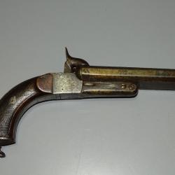 Ancien pistolet vènerie double canons à broche XIXe collection chasse