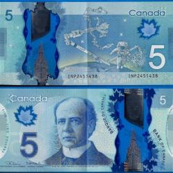 Canada 5 Dollars 2013 Billet Polymere Dollar 1er Ministre Laurier Polymere