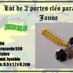 Lot de 2 portes clés paracorde Jaune fluo