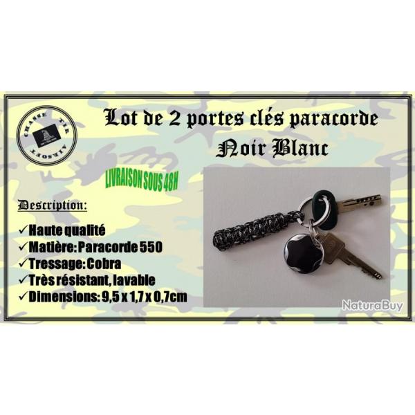 Lot de 2 portes cls paracorde Noir Blanc