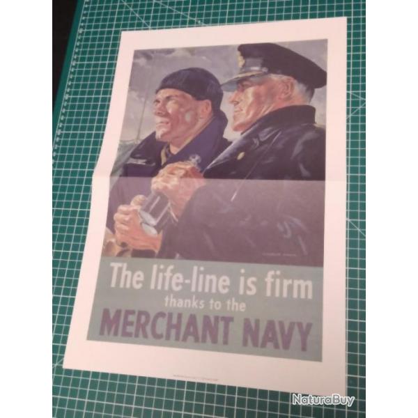 AFFICHE PROPAGANDE 39/45, REPRODUCTION 28 X 41,5 CM,  MARINE WW2 (7)