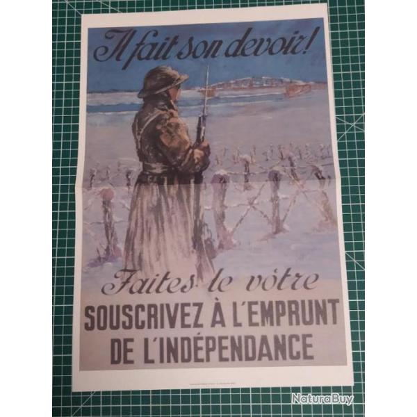 AFFICHE PROPAGANDE 39/45, REPRODUCTION 28 X 41,5 CM,  BELGIQUE WW2 (8)