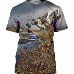 !!! LIVRAISON OFFERTE !!! Tee-shirt 3D réaliste chasse pêche réf 401