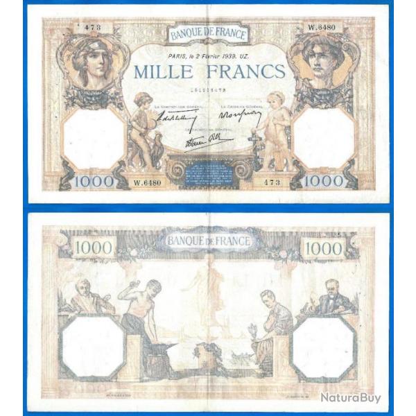 France 1000 Francs 1939 Ceres Et Mercure Grand Billet Franc Frcs Frc Frs