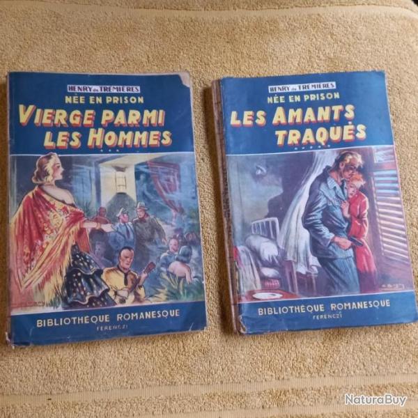 lot de 3 romans " ROMANESQUE "    -   1951 //  Vierge parmi les hommes  - Les amants traqus 1951