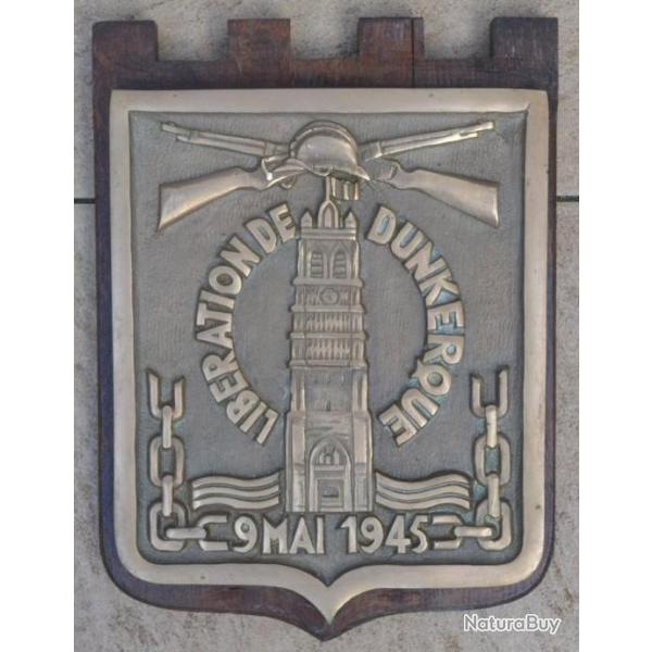 Mdaille Commemorative Liberation Dunkerque-Grande Plaque Bronze 4 Kilos