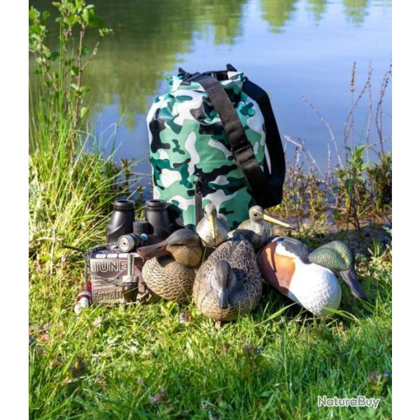 Sac tanche enduit PVC, avec  thermo-soudures - Contenance de 15Litre Env - Motif Camouflage (NEUF)