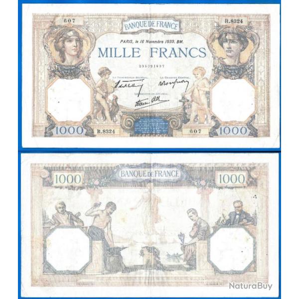 France 1000 Francs 1939 Ceres Et Mercure Grand Billet Franc