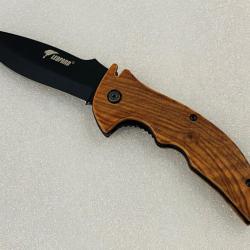 Couteau de poche de sécurité Léopard collection Easygrip avec manche en bois.