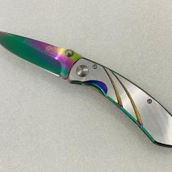 Couteau de poche 19,5 cm tout en métal effet titane