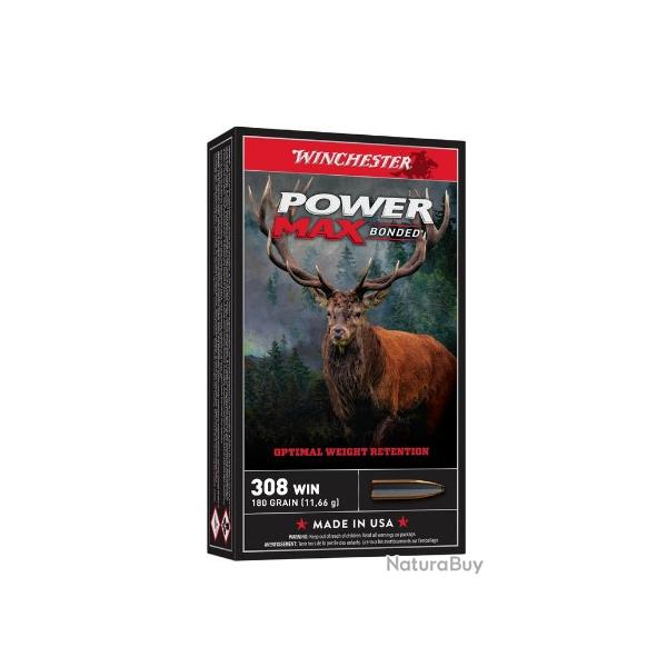 Munitions WINCHESTER cal.308win power max bonded 180gr 11.66g par 20