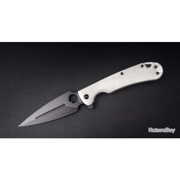 Couteau Daggerr Knives Arrow White Lame Acier D2 Manche G10 Linerlock Clip DGRFM021WBW