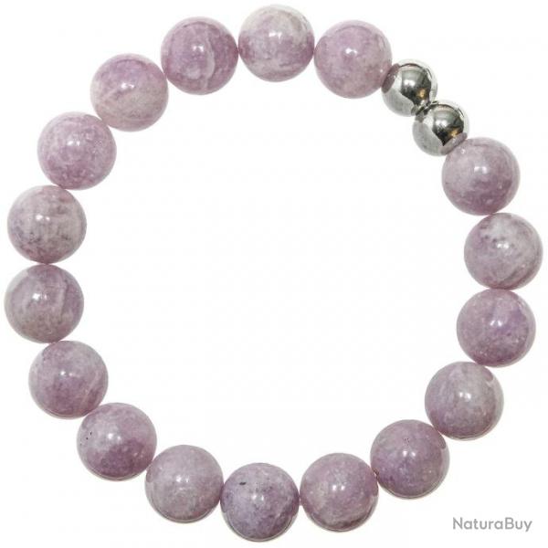 Bracelet en lpidolite - Perles rondes 10 mm