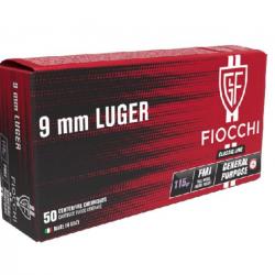 Cartouches FIOCCHI Calibre 9mm 115grs FMJ - Boite de 50 unités