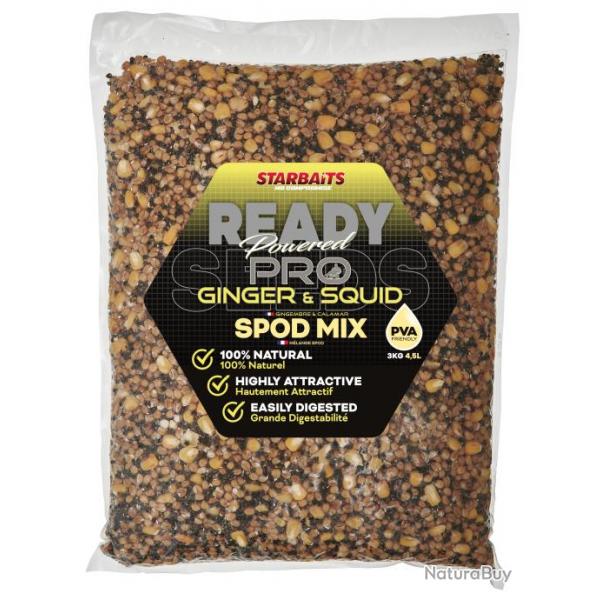 Mlange de Graine Starbaits Probiotic Ready Seeds Ginger Squid Spod Mix 3KG