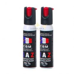 Lot 2 bombes lacrymogènes GAZ CS 25ml sécurité 1/4 de tour - CBM (fabriqué en France)
