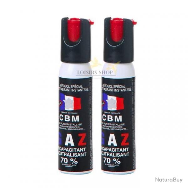 Lot 2 bombes lacrymognes GAZ CS 25ml scurit 1/4 de tour - CBM (fabriqu en France)