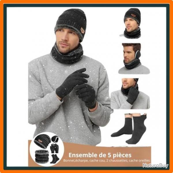 Ensemble 5 en 1 : Bonnet, cache cou, cache oreilles, paire de gant, paire de chaussettes