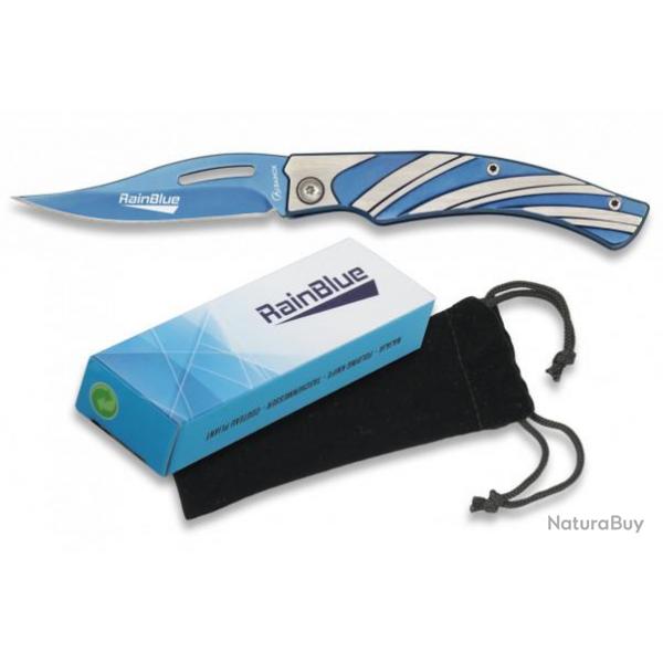 Couteau pliant de poche lame de 7.5 cm RainBlue  au Design Moderne couleur bleu