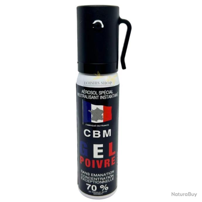 Bombe lacrymogène GEL POIVRE OC 25ml avec clip - CBM (fabriqué en France) - Bombe  lacrymogène à poivre (11275296)