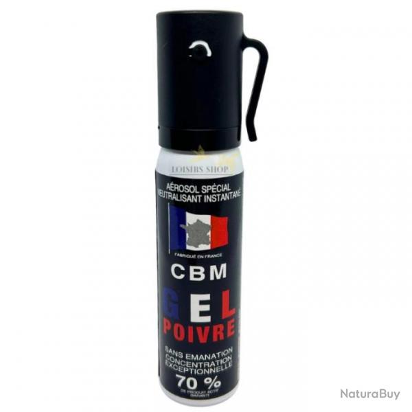 Bombe lacrymogne GEL POIVRE OC 25ml avec clip - CBM (fabriqu en France)