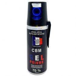 Bombe lacrymogène GEL POIVRE OC 50ml avec attache ceinture - CBM (fabriqué en France)