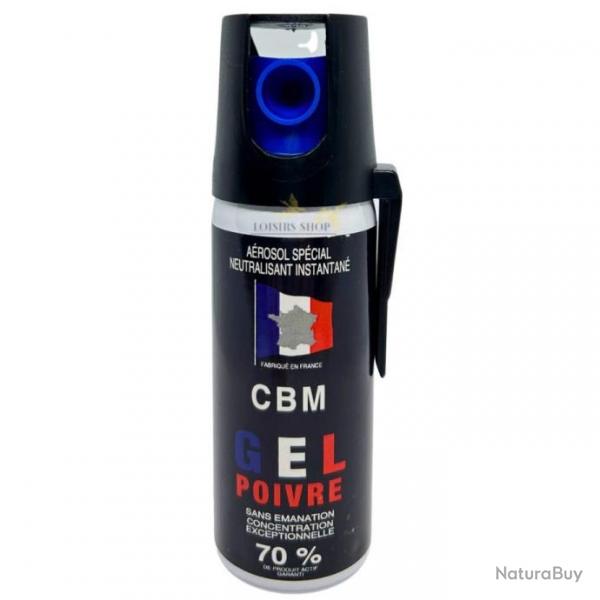 Bombe lacrymogne GEL POIVRE OC 50ml avec attache ceinture - CBM (fabriqu en France)