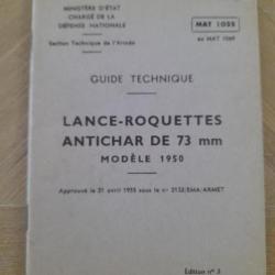 guide technique lancé roquettes antichar de 73mm 1950