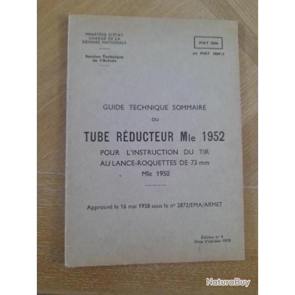 guide technique tube rducteur 1952 pour lance roquettes 73mm1950