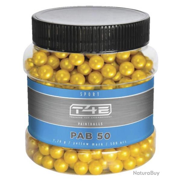 Boite de 500 billes paintball Bio T4E sport PAB cal.50 jaune