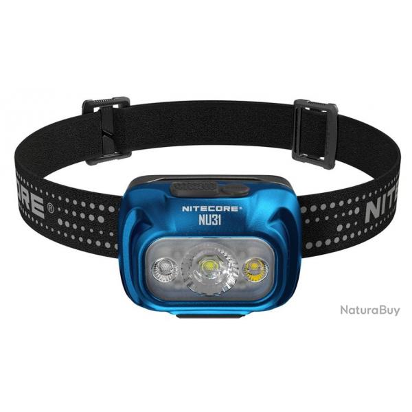 Lampe frontale nitecore NU31 bleu/noir 550lm porte 145M rechargeable USB
