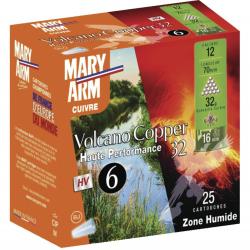 Boite de 25 cartouches cuivré doux Mary Arm Volcano Copper 32 Cal.12/70 N°4 32G à jupe acier