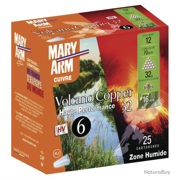 Boite de 25 cartouches cuivr doux Mary Arm Volcano Copper 32 Cal.12/70 N4 32G  jupe acier